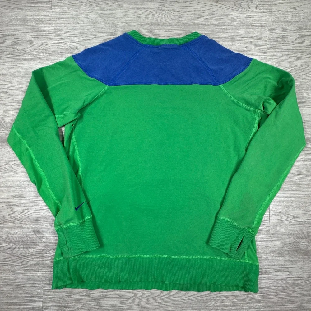 Nike Men's Sweatshirt Dri-FIT Colorblock Green Blue XL Zipper Pockets Pullover‎